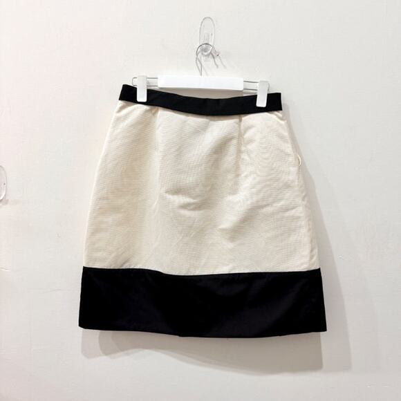 Max Mara Bow Colorblock High Rise Knee Length A-Line Skirt Cream/Black Womens 40 - Picture 2 of 3